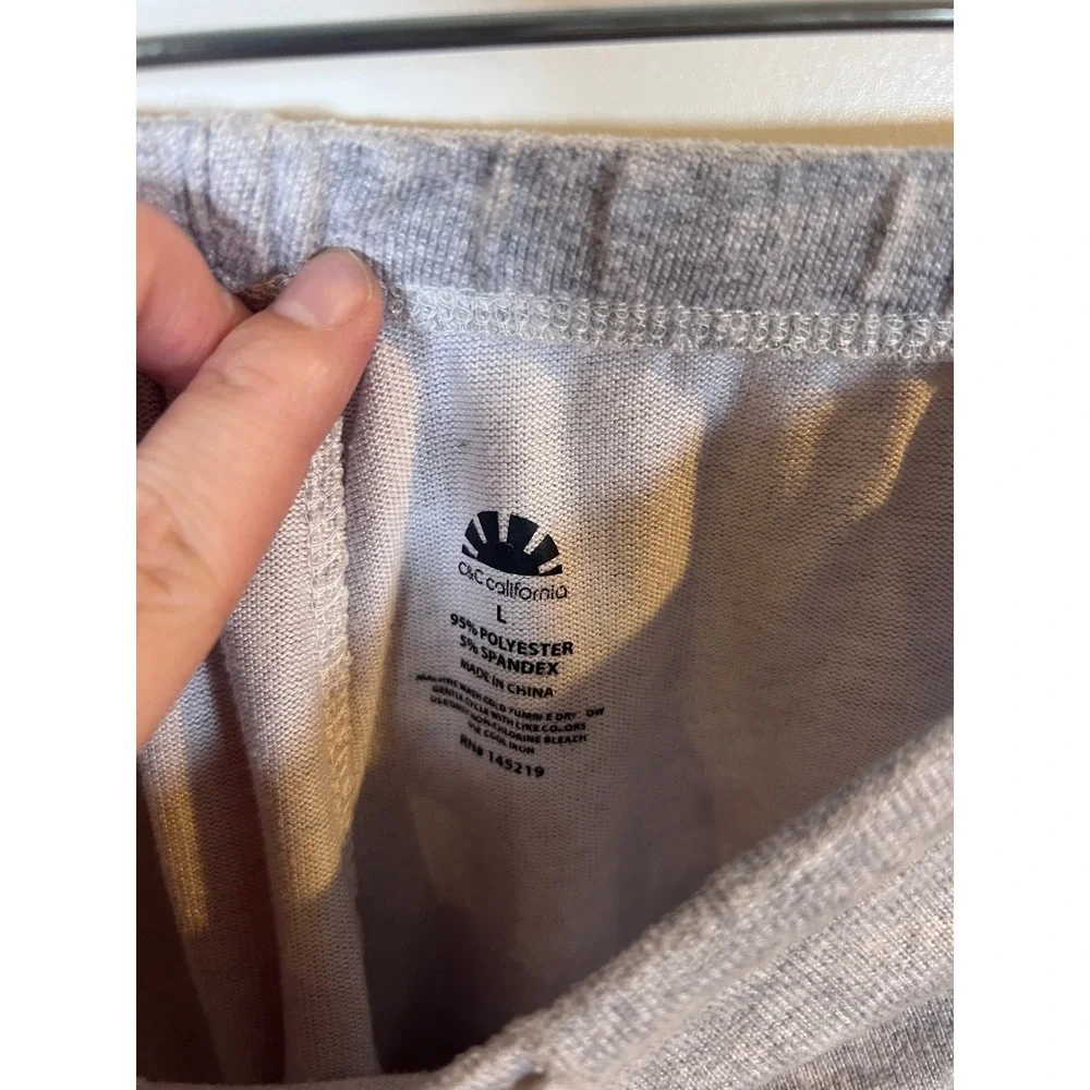 C&C California Womens Lounge Shorts‎ Heathered Drawstring Gray Large